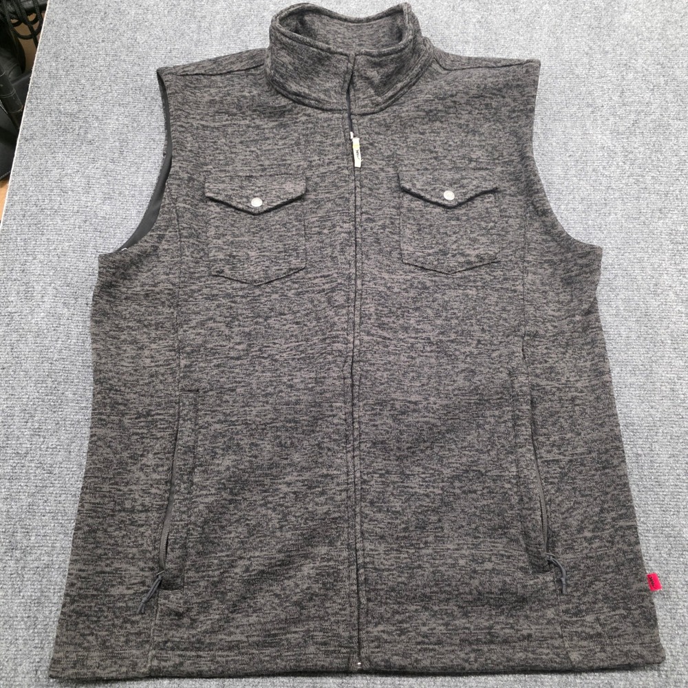 Mountain Khakis Men XXL Gray Heathered Fleece Full Zip Vest Mock Neck Pockets